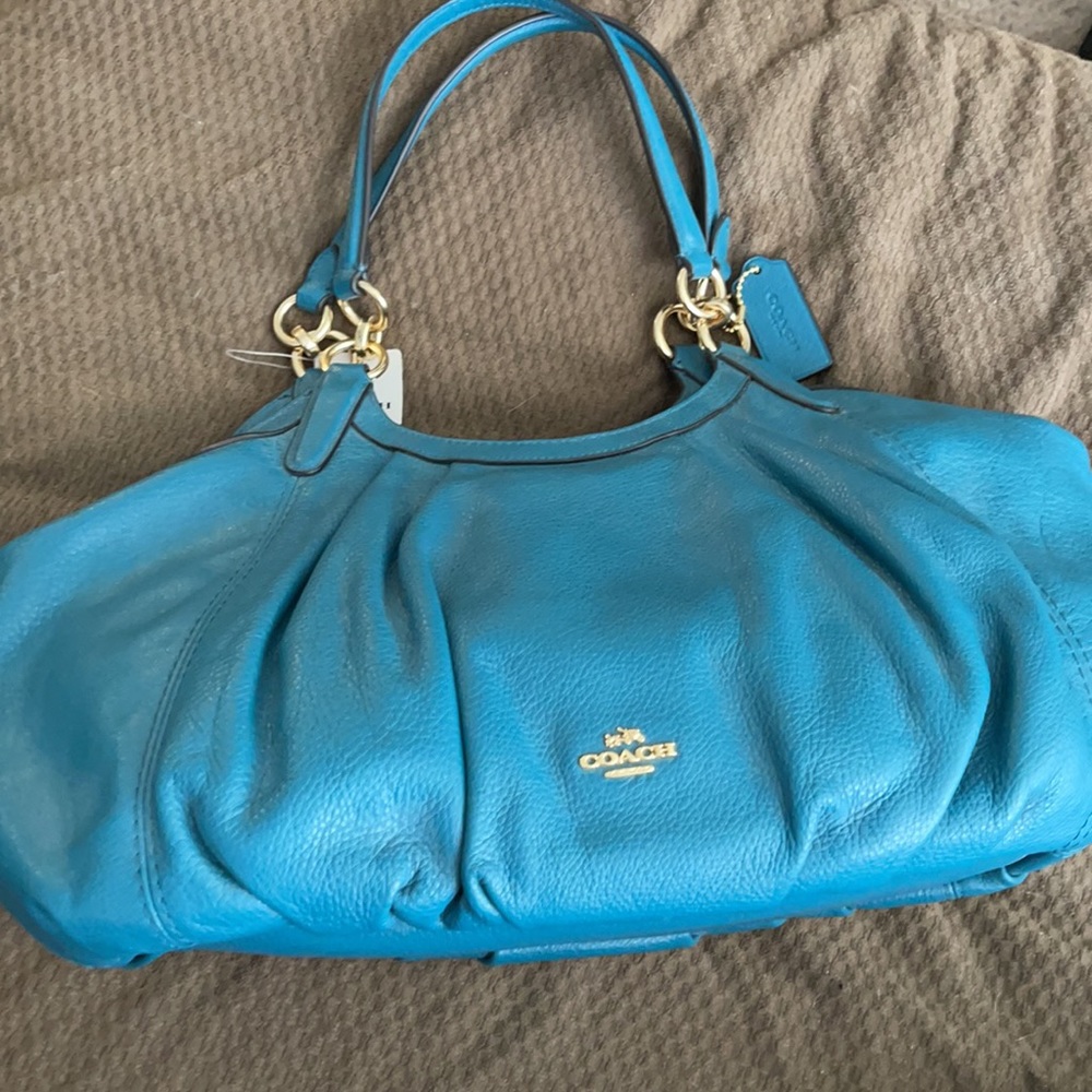 Coach Pebble Leather Lily Shoulder Bag - Dark Teal